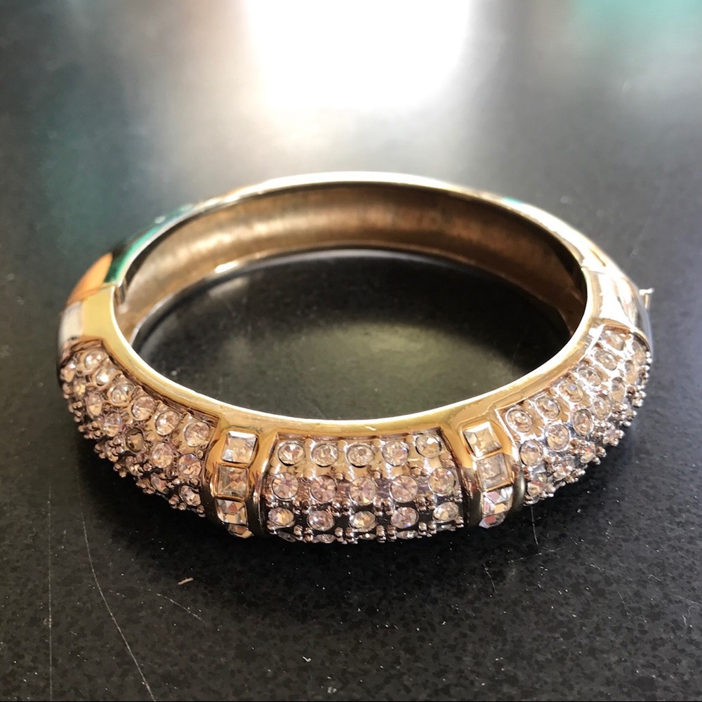 Rhinestone Gold Chunky Bracelet